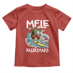 Christmas in Hawaii Toddler T Shirt Mele Kalikimaka Hawaiian Tropical Surfing Santa TS02 Red Print Your Wear
