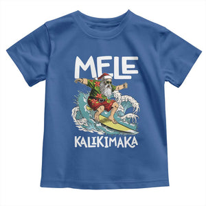 Christmas in Hawaii Toddler T Shirt Mele Kalikimaka Hawaiian Tropical Surfing Santa TS02 Royal Blue Print Your Wear