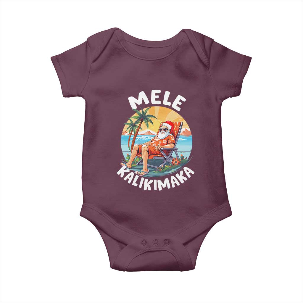 Christmas in Hawaii Baby Onesie Mele Kalikimaka Hawaiian Tropical Sunbath Santa TS02 Maroon Print Your Wear
