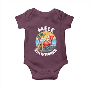 Christmas in Hawaii Baby Onesie Mele Kalikimaka Hawaiian Tropical Sunbath Santa TS02 Maroon Print Your Wear