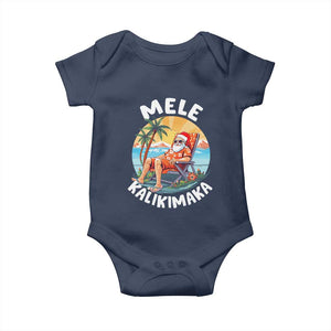 Christmas in Hawaii Baby Onesie Mele Kalikimaka Hawaiian Tropical Sunbath Santa TS02 Navy Print Your Wear