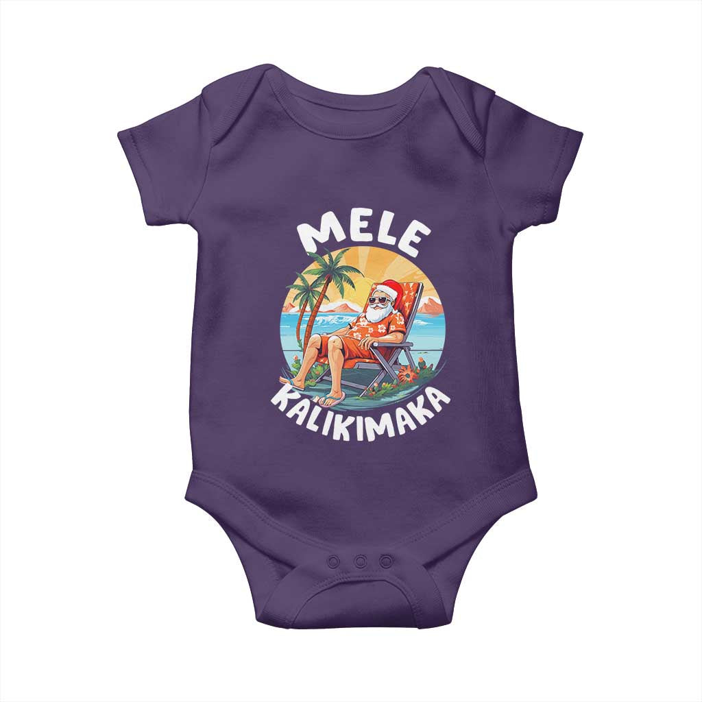 Christmas in Hawaii Baby Onesie Mele Kalikimaka Hawaiian Tropical Sunbath Santa TS02 Purple Print Your Wear