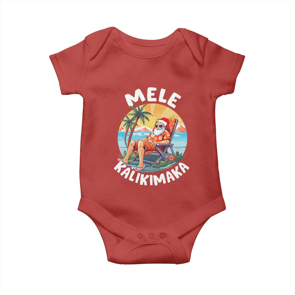 Christmas in Hawaii Baby Onesie Mele Kalikimaka Hawaiian Tropical Sunbath Santa TS02 Red Print Your Wear