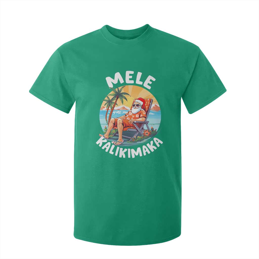 Christmas in Hawaii T Shirt For Kid Mele Kalikimaka Hawaiian Tropical Sunbath Santa TS02 Irish Green Print Your Wear