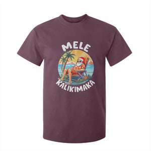 Christmas in Hawaii T Shirt For Kid Mele Kalikimaka Hawaiian Tropical Sunbath Santa TS02 Maroon Print Your Wear