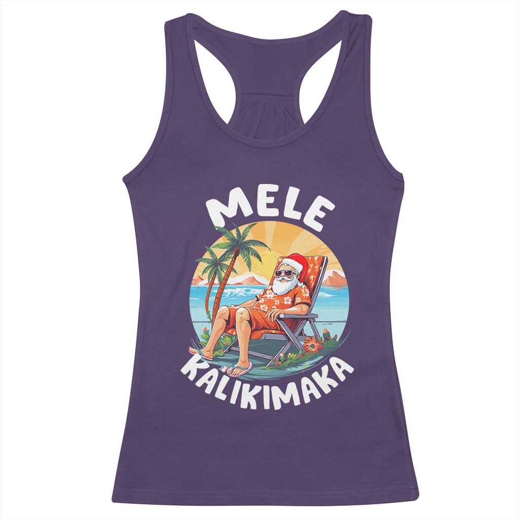 Christmas in Hawaii Racerback Tank Top Mele Kalikimaka Hawaiian Tropical Sunbath Santa TS02 Purple Print Your Wear