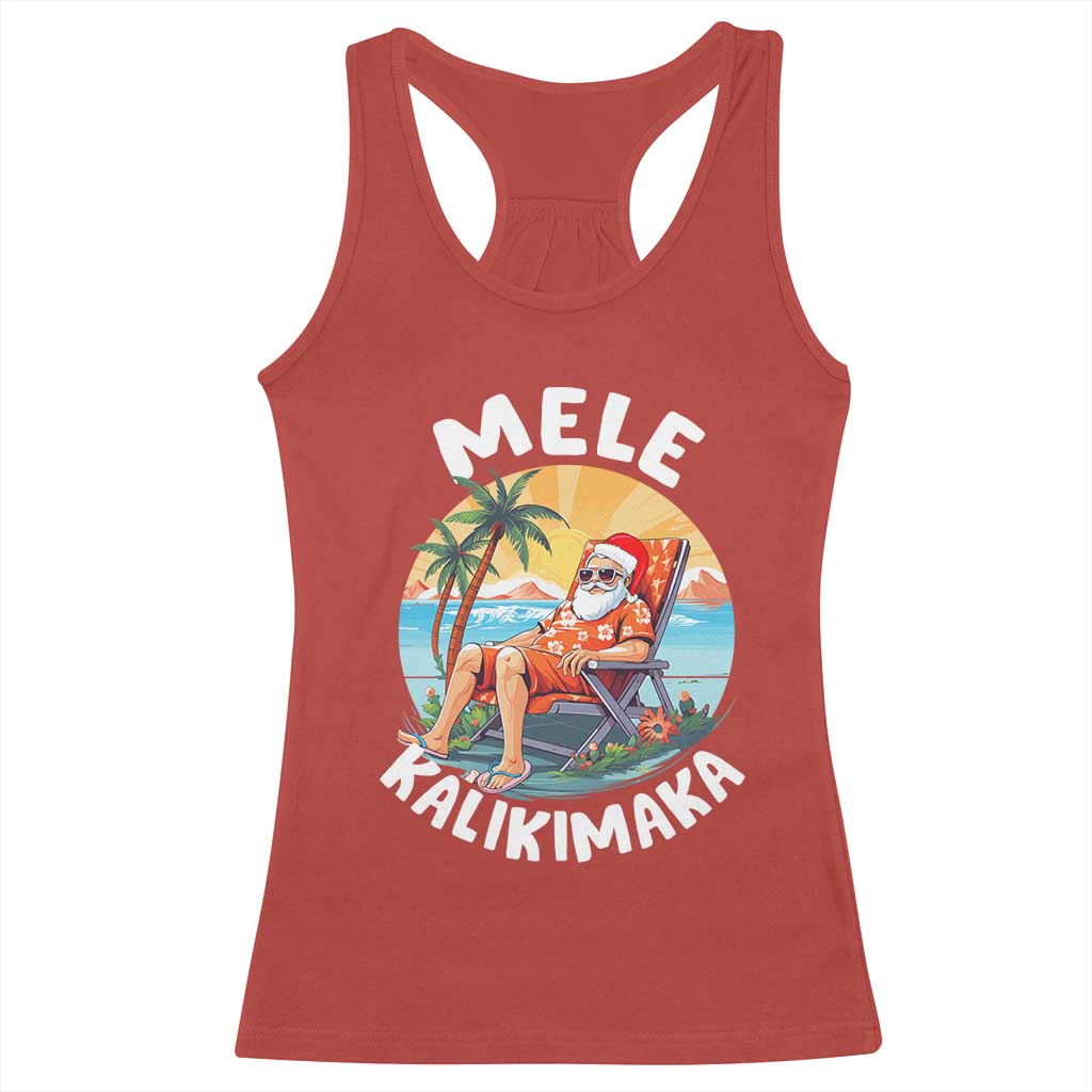 Christmas in Hawaii Racerback Tank Top Mele Kalikimaka Hawaiian Tropical Sunbath Santa TS02 Red Print Your Wear