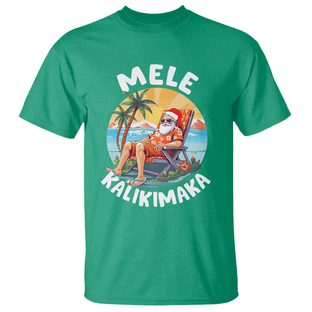 Mele Kalikimaka Tropical Hawaiian Christmas in Hawaii Sunbath Santa T Shirt TS02 Irish Green Printyourwear