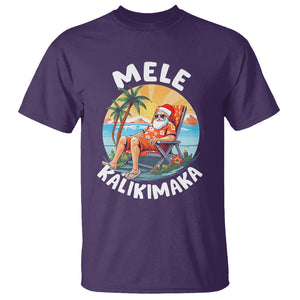 Mele Kalikimaka Tropical Hawaiian Christmas in Hawaii Sunbath Santa T Shirt TS02 Purple Printyourwear
