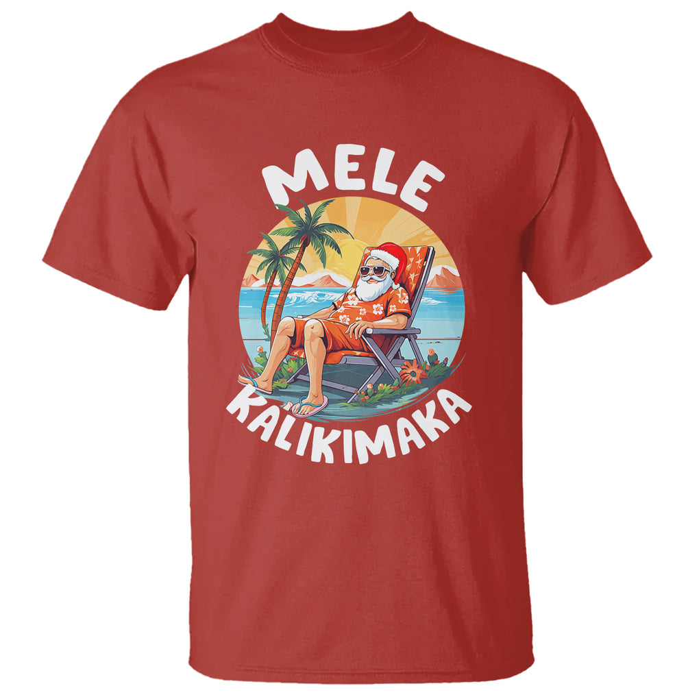Mele Kalikimaka Tropical Hawaiian Christmas in Hawaii Sunbath Santa T Shirt TS02 Red Printyourwear