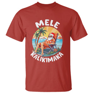 Mele Kalikimaka Tropical Hawaiian Christmas in Hawaii Sunbath Santa T Shirt TS02 Red Printyourwear