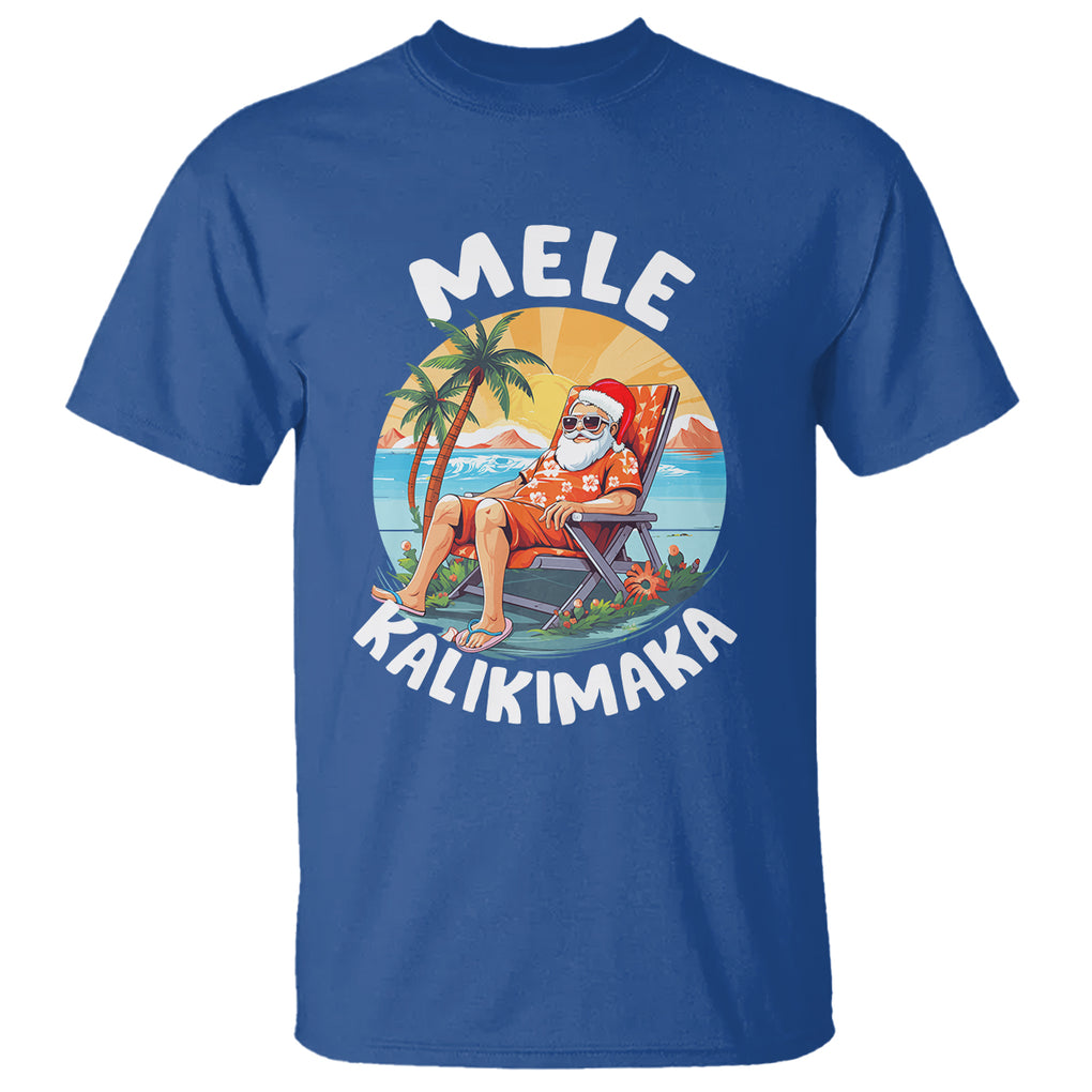 Mele Kalikimaka Tropical Hawaiian Christmas in Hawaii Sunbath Santa T Shirt TS02 Royal Blue Printyourwear