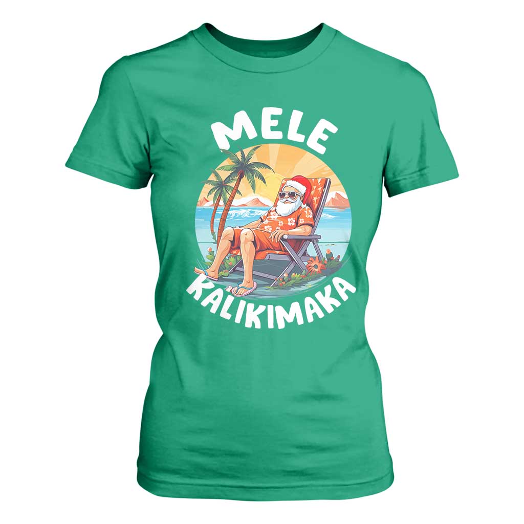 Christmas in Hawaii T Shirt For Women Mele Kalikimaka Hawaiian Tropical Sunbath Santa TS02 Irish Green Print Your Wear