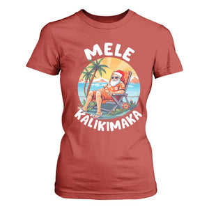 Christmas in Hawaii T Shirt For Women Mele Kalikimaka Hawaiian Tropical Sunbath Santa TS02 Red Print Your Wear