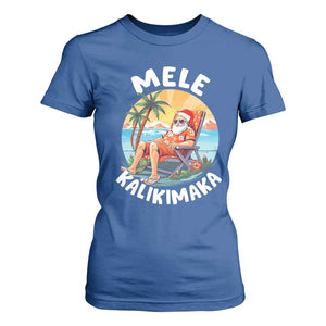 Christmas in Hawaii T Shirt For Women Mele Kalikimaka Hawaiian Tropical Sunbath Santa TS02 Royal Blue Print Your Wear