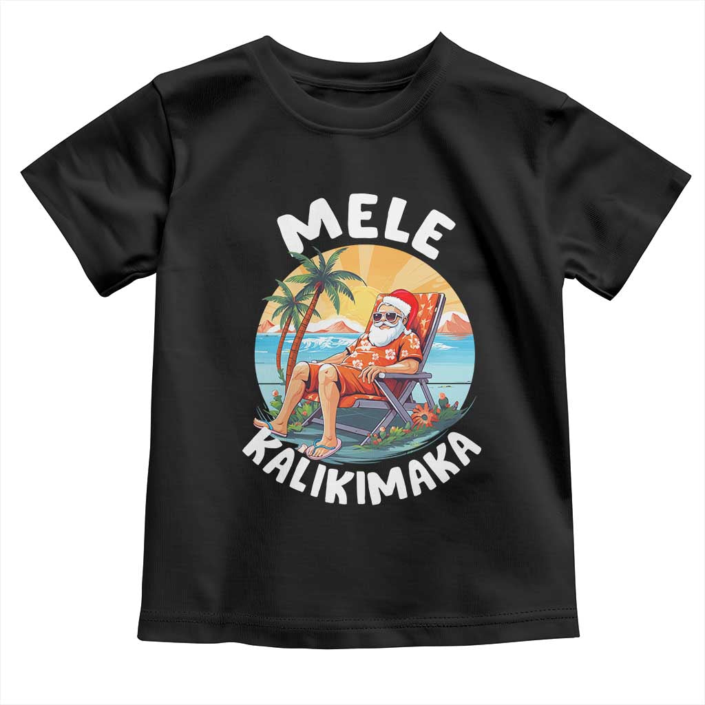 Christmas in Hawaii Toddler T Shirt Mele Kalikimaka Hawaiian Tropical Sunbath Santa TS02 Black Print Your Wear