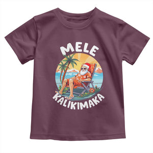 Christmas in Hawaii Toddler T Shirt Mele Kalikimaka Hawaiian Tropical Sunbath Santa TS02 Maroon Print Your Wear