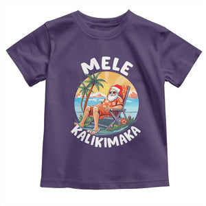 Christmas in Hawaii Toddler T Shirt Mele Kalikimaka Hawaiian Tropical Sunbath Santa TS02 Purple Print Your Wear