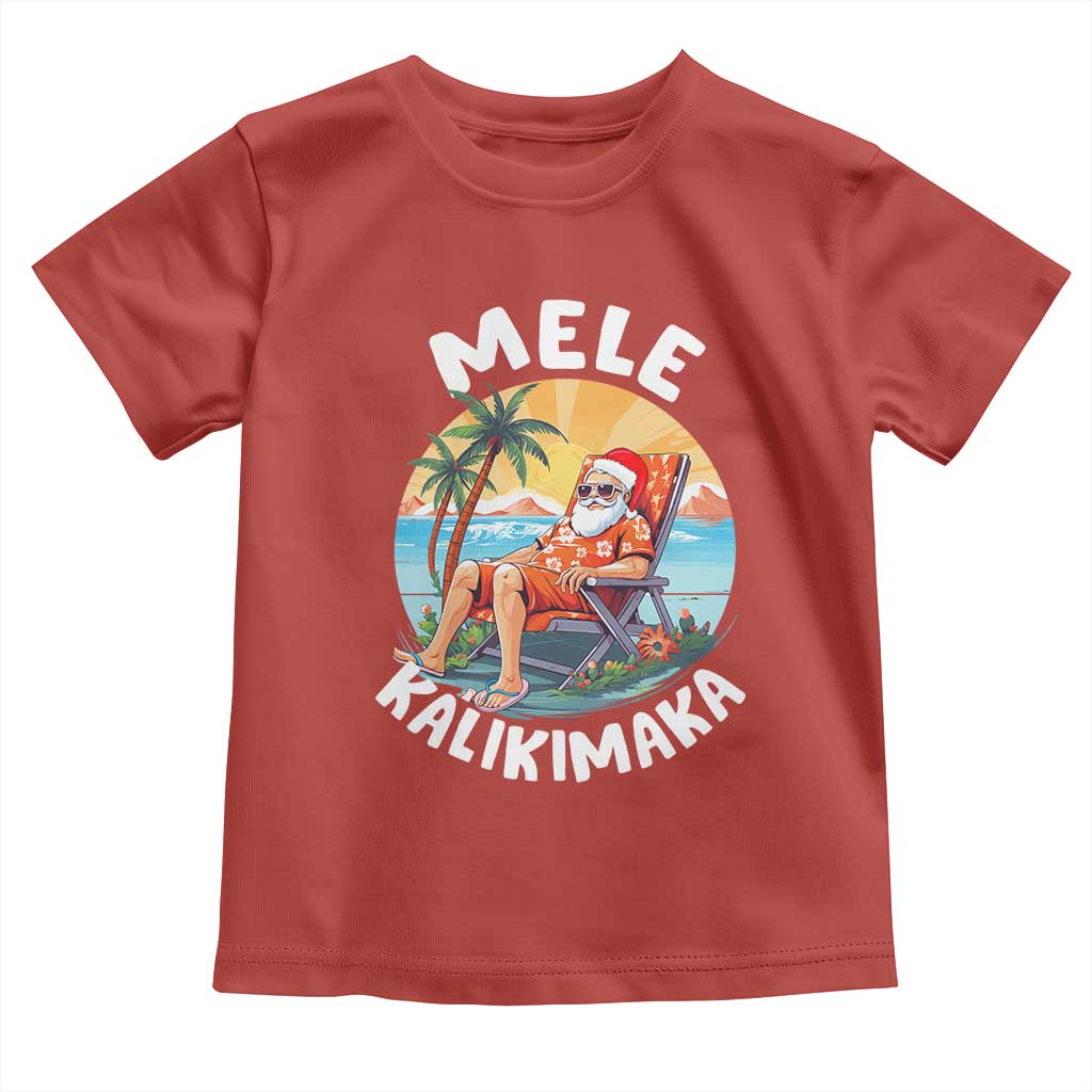 Christmas in Hawaii Toddler T Shirt Mele Kalikimaka Hawaiian Tropical Sunbath Santa TS02 Red Print Your Wear