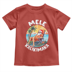 Christmas in Hawaii Toddler T Shirt Mele Kalikimaka Hawaiian Tropical Sunbath Santa TS02 Red Print Your Wear