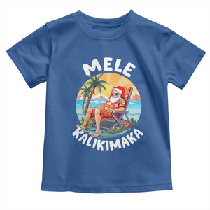 Christmas in Hawaii Toddler T Shirt Mele Kalikimaka Hawaiian Tropical Sunbath Santa TS02 Royal Blue Print Your Wear