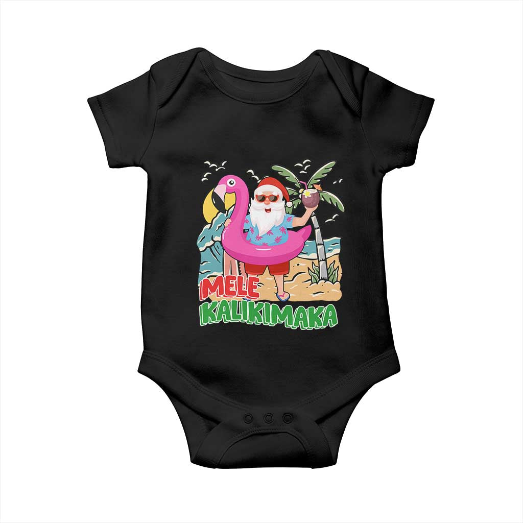 Christmas in Hawaii Baby Onesie Mele Kalikimaka Hawaiian Tropical Beach Santa TS02 Black Print Your Wear