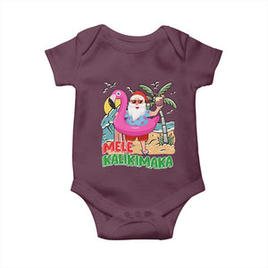 Christmas in Hawaii Baby Onesie Mele Kalikimaka Hawaiian Tropical Beach Santa TS02 Maroon Print Your Wear