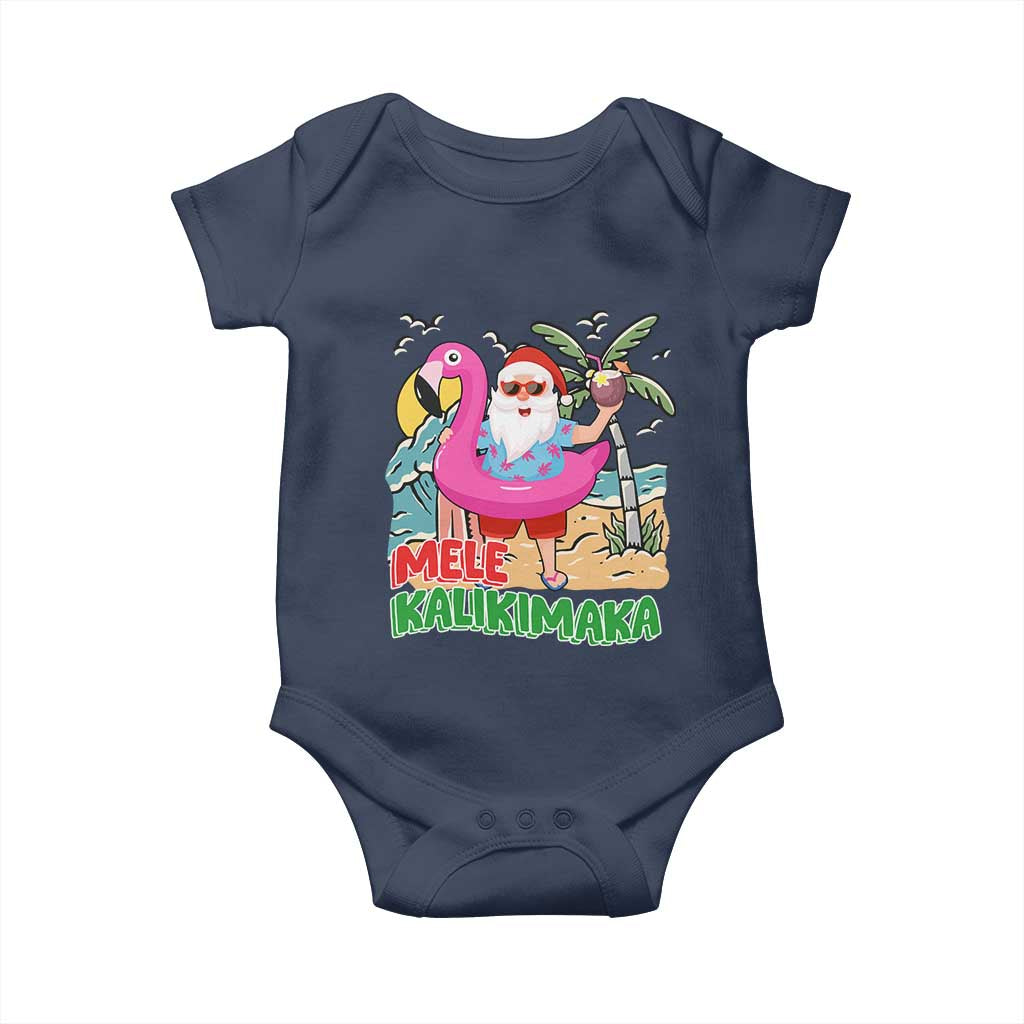 Christmas in Hawaii Baby Onesie Mele Kalikimaka Hawaiian Tropical Beach Santa TS02 Navy Print Your Wear
