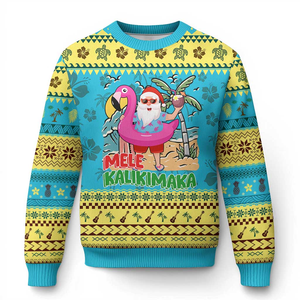 Xmas in Hawaii Ugly Christmas Sweater Mele Kalikimaka Hawaiian Tropical Beach Santa TS02 Hawaii Print Your Wear