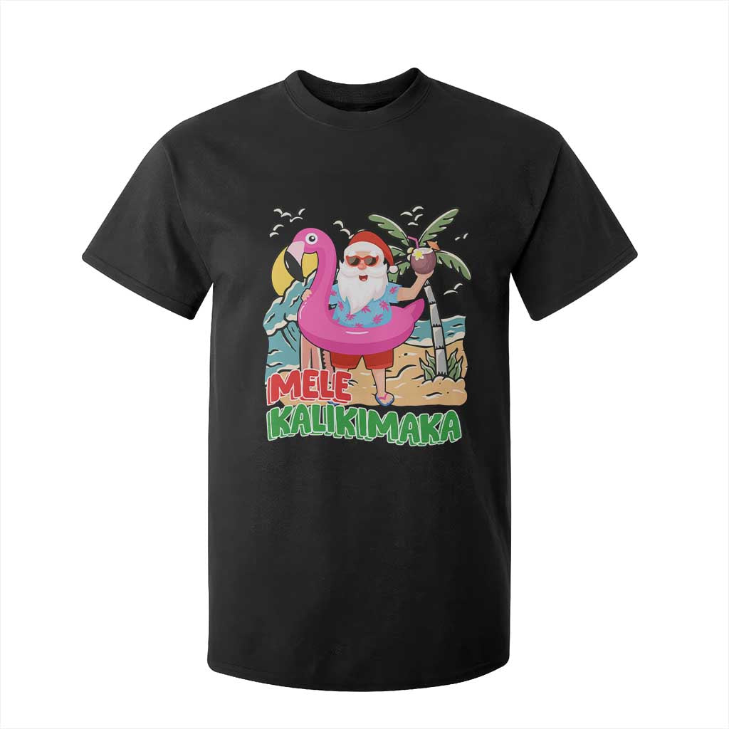 Christmas in Hawaii T Shirt For Kid Mele Kalikimaka Hawaiian Tropical Beach Santa TS02 Black Print Your Wear