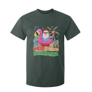 Christmas in Hawaii T Shirt For Kid Mele Kalikimaka Hawaiian Tropical Beach Santa TS02 Dark Forest Green Print Your Wear