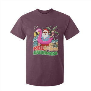 Christmas in Hawaii T Shirt For Kid Mele Kalikimaka Hawaiian Tropical Beach Santa TS02 Maroon Print Your Wear
