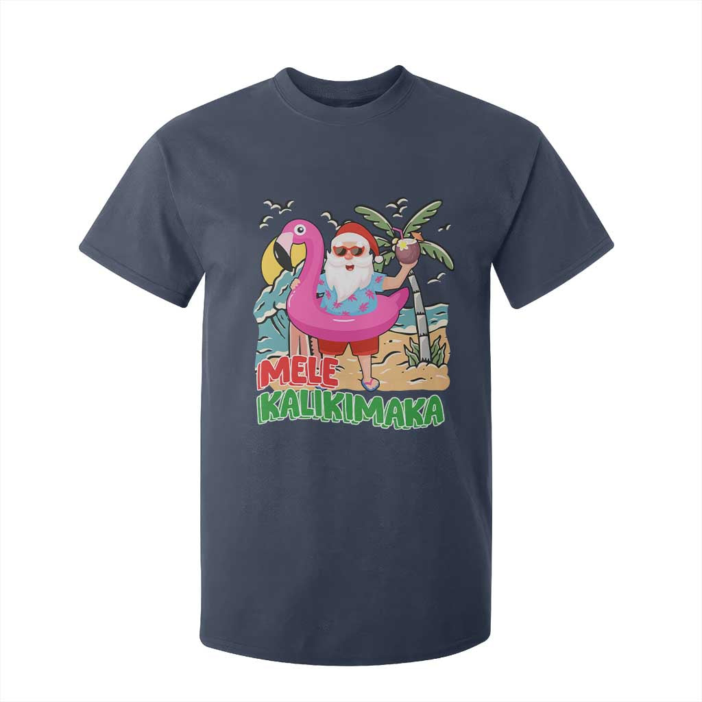 Christmas in Hawaii T Shirt For Kid Mele Kalikimaka Hawaiian Tropical Beach Santa TS02 Navy Print Your Wear