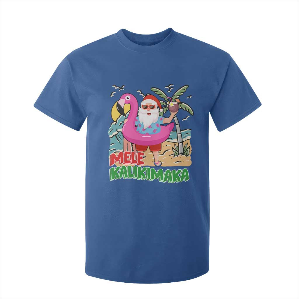 Christmas in Hawaii T Shirt For Kid Mele Kalikimaka Hawaiian Tropical Beach Santa TS02 Royal Blue Print Your Wear