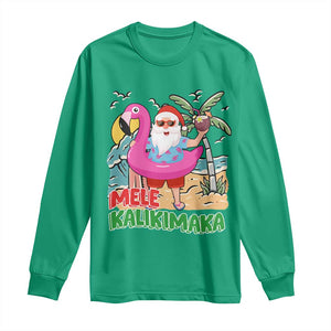 Christmas in Hawaii Long Sleeve Shirt Mele Kalikimaka Hawaiian Tropical Beach Santa TS02 Irish Green Print Your Wear