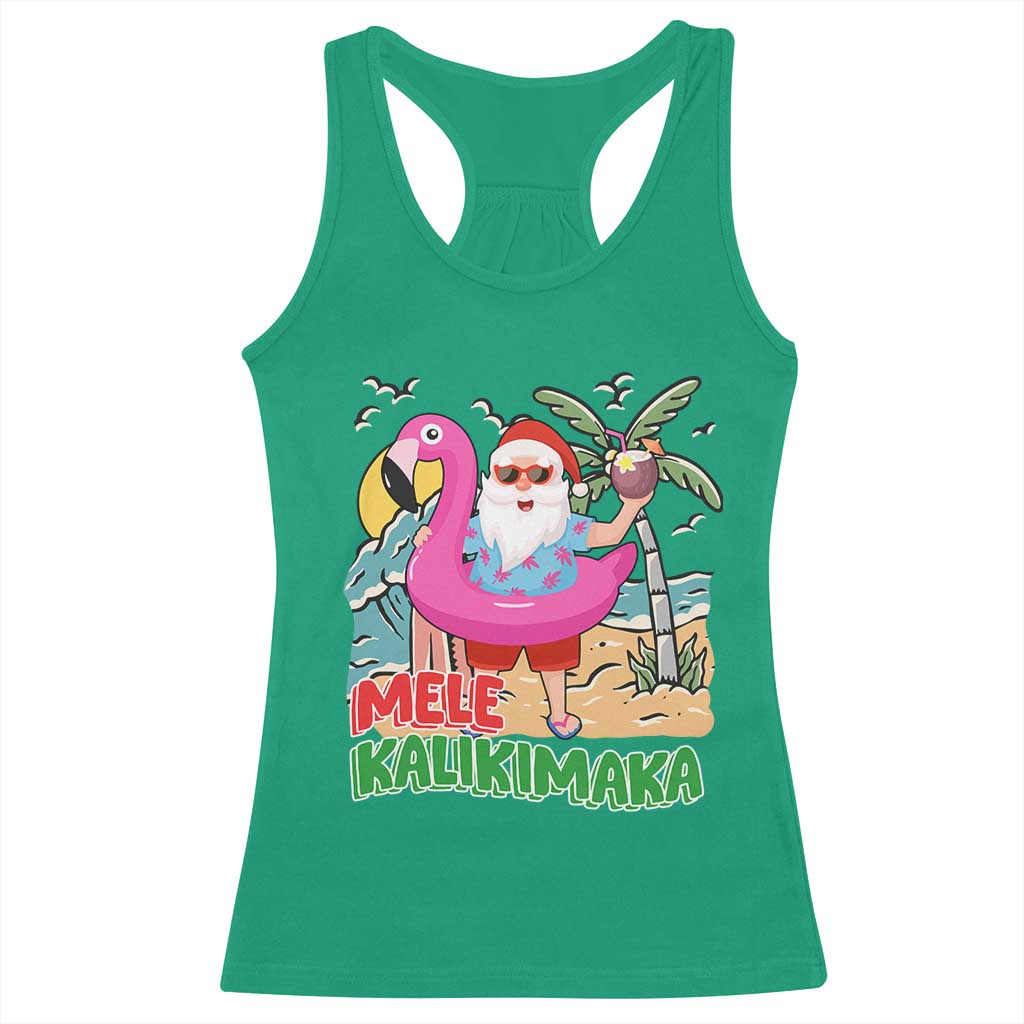 Christmas in Hawaii Racerback Tank Top Mele Kalikimaka Hawaiian Tropical Beach Santa TS02 Irish Green Print Your Wear