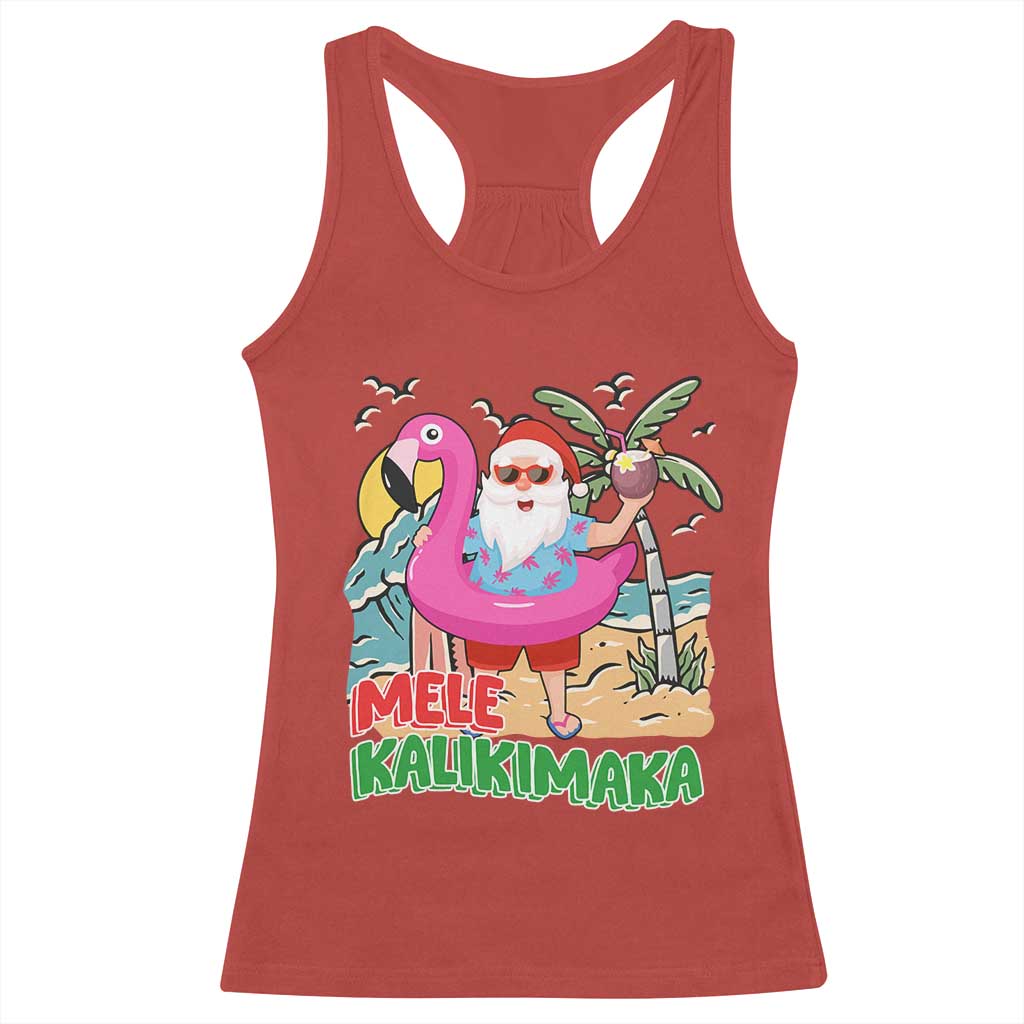 Christmas in Hawaii Racerback Tank Top Mele Kalikimaka Hawaiian Tropical Beach Santa TS02 Red Print Your Wear