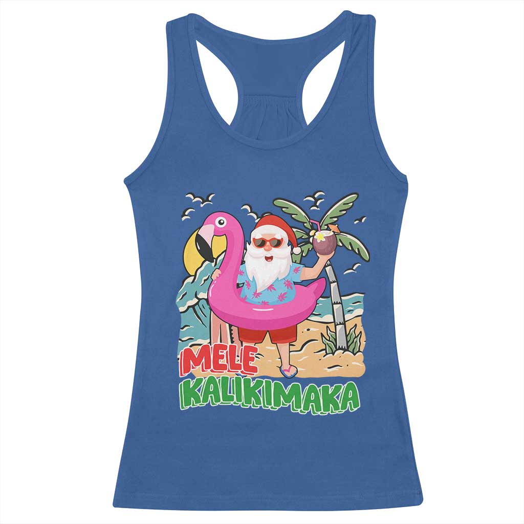 Christmas in Hawaii Racerback Tank Top Mele Kalikimaka Hawaiian Tropical Beach Santa TS02 Royal Blue Print Your Wear