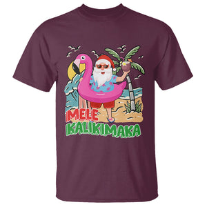 Mele Kalikimaka Tropical Hawaiian Christmas in Hawaii Beach Santa T Shirt TS02 Maroon Printyourwear