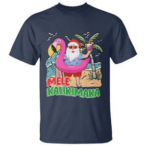 Mele Kalikimaka Tropical Hawaiian Christmas in Hawaii Beach Santa T Shirt TS02 Navy Printyourwear