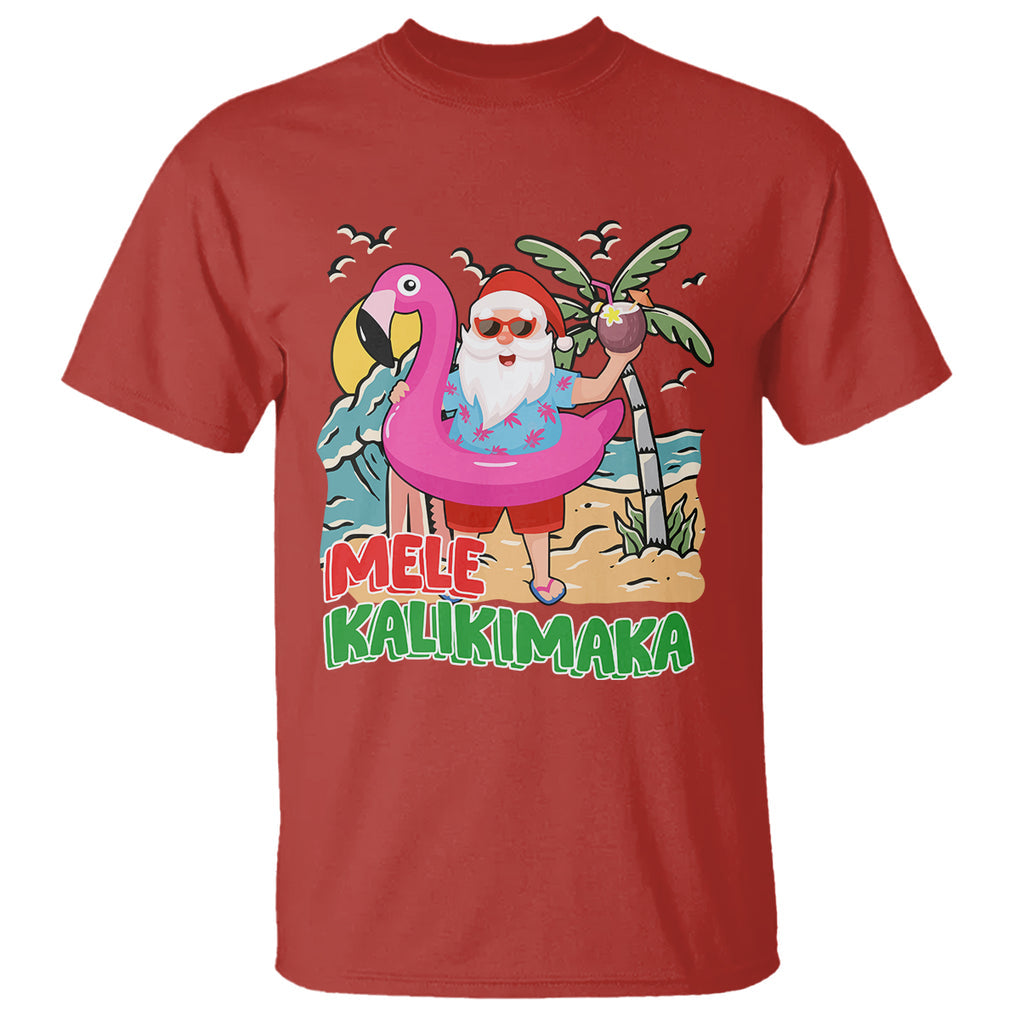 Mele Kalikimaka Tropical Hawaiian Christmas in Hawaii Beach Santa T Shirt TS02 Red Printyourwear