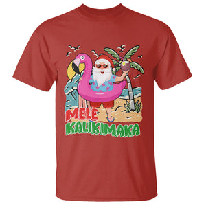 Mele Kalikimaka Tropical Hawaiian Christmas in Hawaii Beach Santa T Shirt TS02 Red Printyourwear