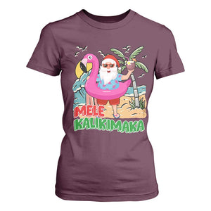 Christmas in Hawaii T Shirt For Women Mele Kalikimaka Hawaiian Tropical Beach Santa TS02 Maroon Print Your Wear