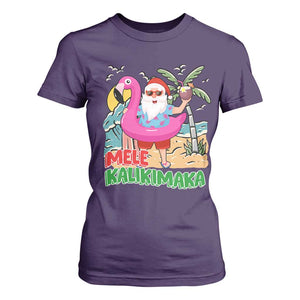 Christmas in Hawaii T Shirt For Women Mele Kalikimaka Hawaiian Tropical Beach Santa TS02 Purple Print Your Wear