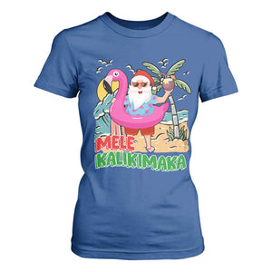 Christmas in Hawaii T Shirt For Women Mele Kalikimaka Hawaiian Tropical Beach Santa TS02 Royal Blue Print Your Wear
