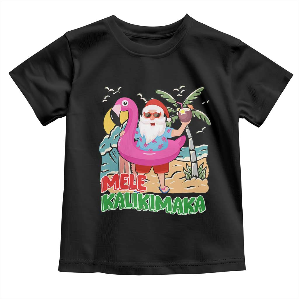 Christmas in Hawaii Toddler T Shirt Mele Kalikimaka Hawaiian Tropical Beach Santa TS02 Black Print Your Wear