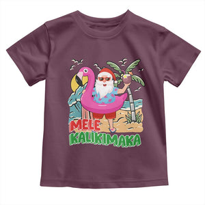 Christmas in Hawaii Toddler T Shirt Mele Kalikimaka Hawaiian Tropical Beach Santa TS02 Maroon Print Your Wear