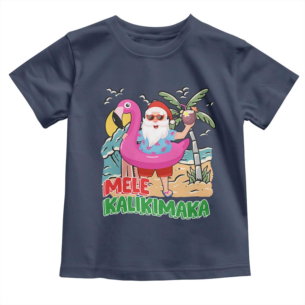 Christmas in Hawaii Toddler T Shirt Mele Kalikimaka Hawaiian Tropical Beach Santa TS02 Navy Print Your Wear