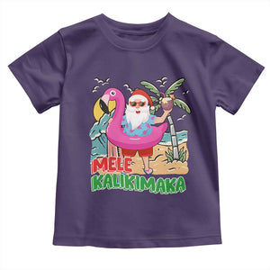 Christmas in Hawaii Toddler T Shirt Mele Kalikimaka Hawaiian Tropical Beach Santa TS02 Purple Print Your Wear