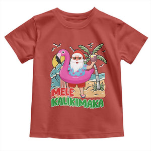 Christmas in Hawaii Toddler T Shirt Mele Kalikimaka Hawaiian Tropical Beach Santa TS02 Red Print Your Wear